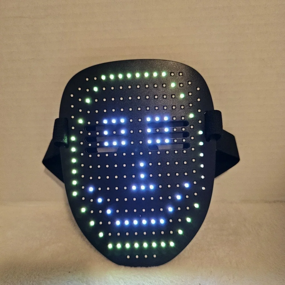 LED Face Mask - Adjustable Strap - USB Charge - Halloween Cosplay Multiple Modes